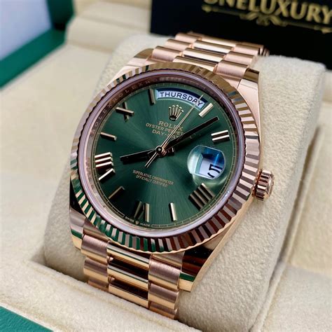 rolex rose gold green dial|rolex day date olive.